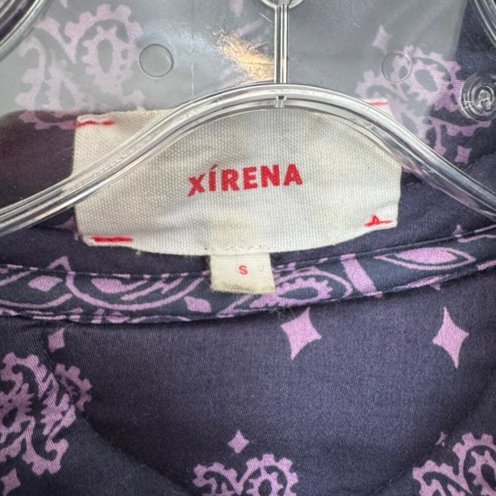 Xirena Harlowe Reversible Quilted 100% Cotton Puffer Jacket Navy Paisley Size S - Picture 2 of 4